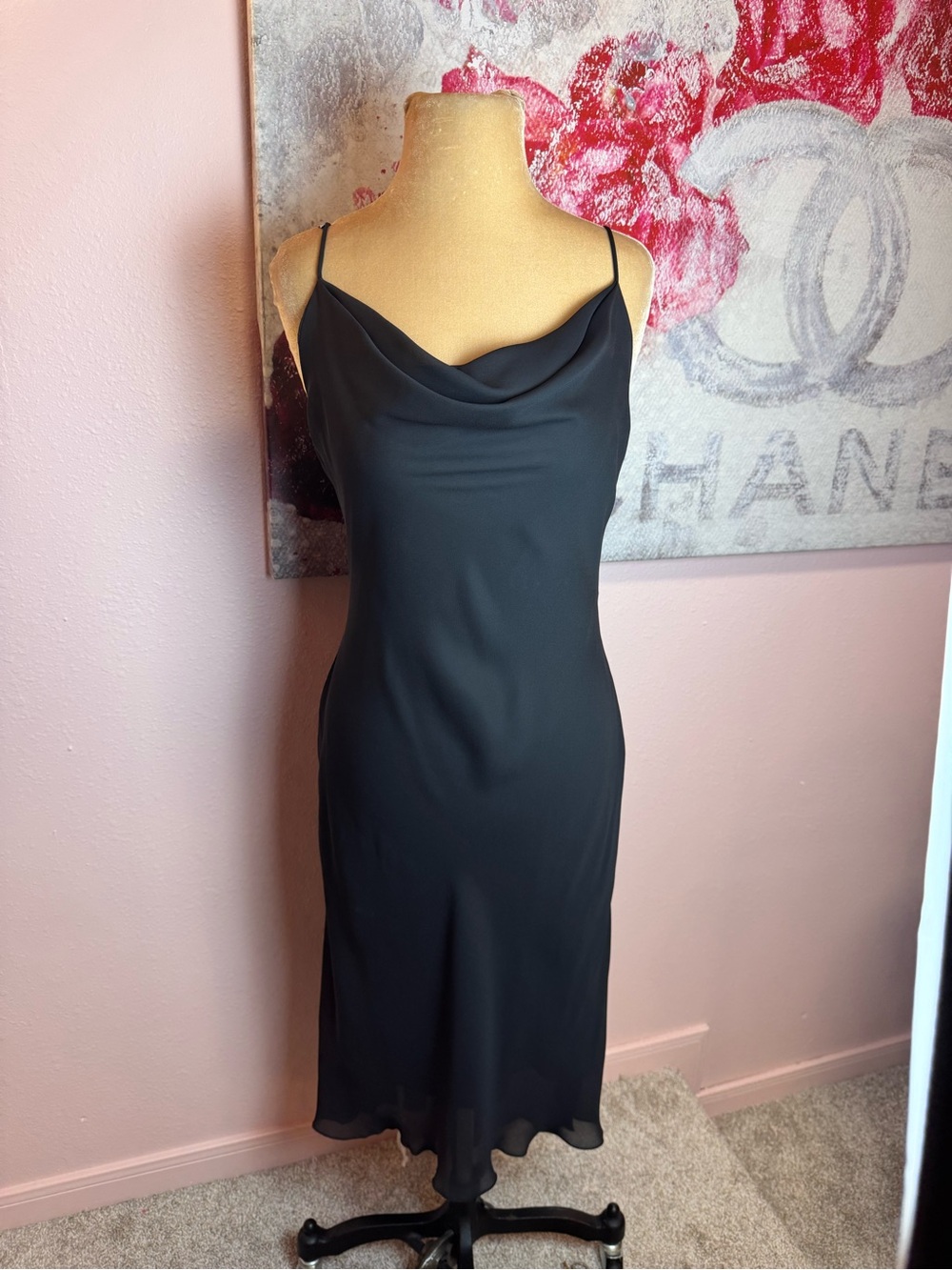 Black Cowl Neck Slip Dress - Perfect LBD - Picture 2 of 9